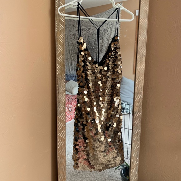 Nasty Gal Dresses & Skirts - Nasty Gal Gold Sequin New Years Eve Mini Dress